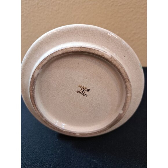 Vintage pair of Japanese Floral Ceramic Vase Off White With Gold Trim - Picture 7 of 8